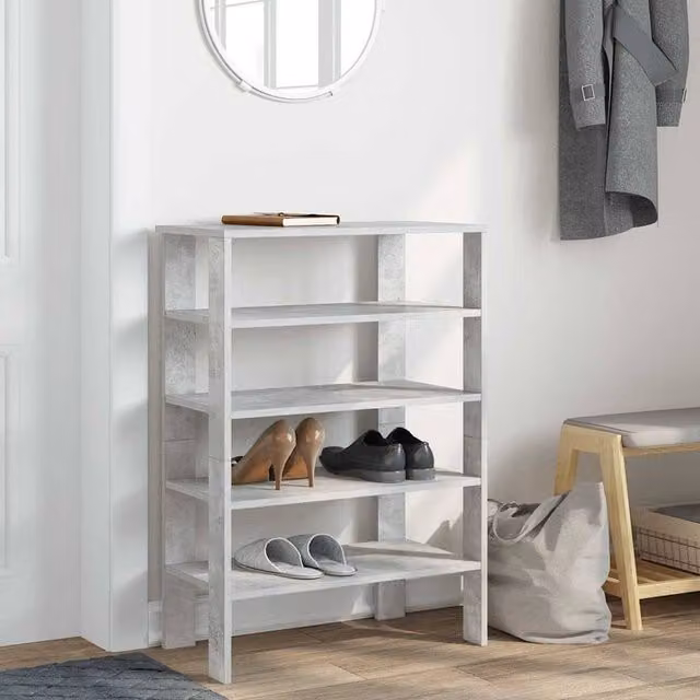 Berkfield Home Shoe Rack in Grey MDF, W/D/H: 61 x 32 x 87.5 cm – 1