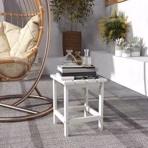 Outsunny Square Coffee Table and Garden Side Table in White – 2