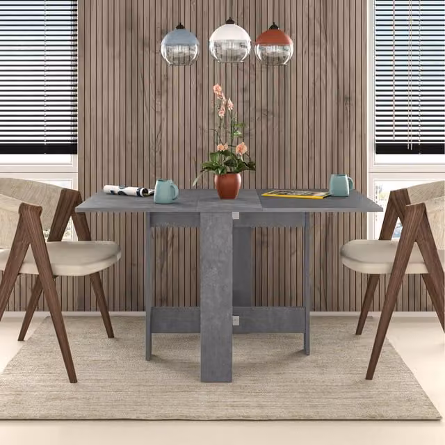 Decortie Artemio Modern Rectangular Extendable Folding Dining Table in Mid Grey, W: 130 cm, D: 76 cm, H: 73.4 cm – 1