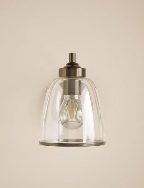 M&S Core Round Glass Wall Light in Antique Brass