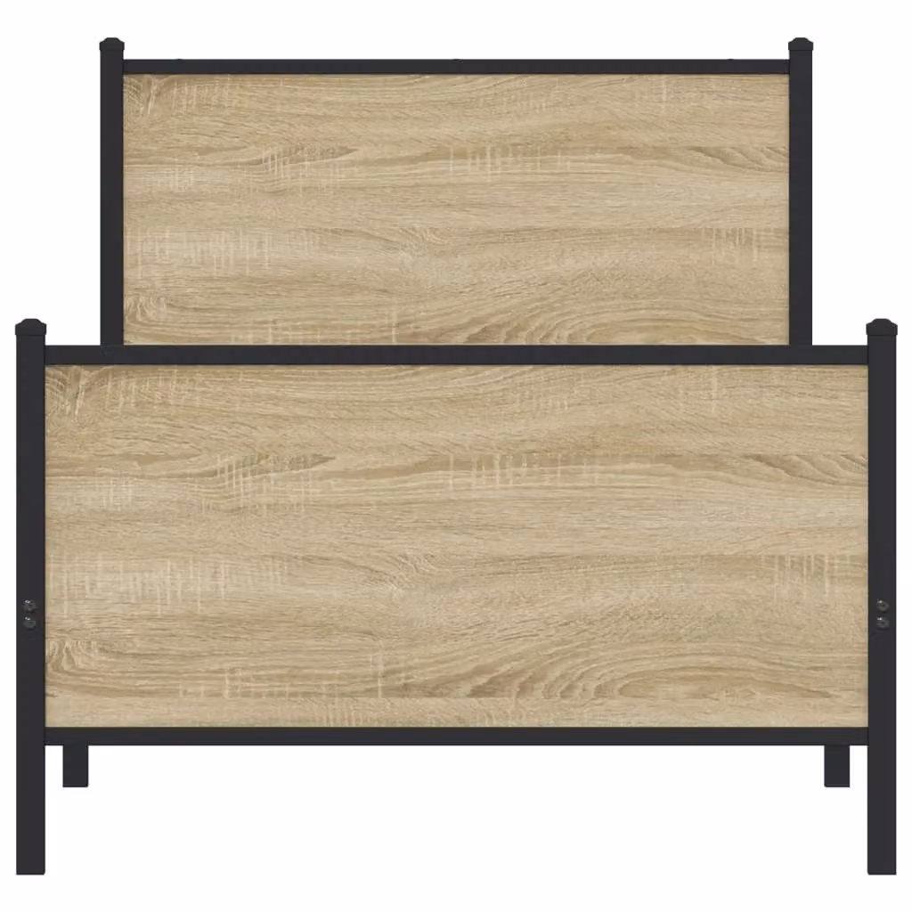 Berkfield Home Metal Bed Frame in Sonoma Oak Brown, W/D/H: 90 x 200 cm – 3