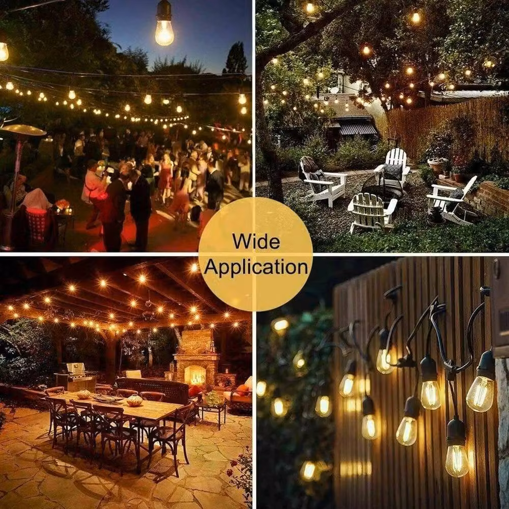 NESTLUNE Heavy Duty LED Festoon Lighting String, 15m, Black, Warm White, Indoor/Outdoor – 4