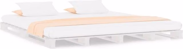 Berkfield Home White Pine Wood Pallet Double Bed W: 135 cm, D: 190 cm