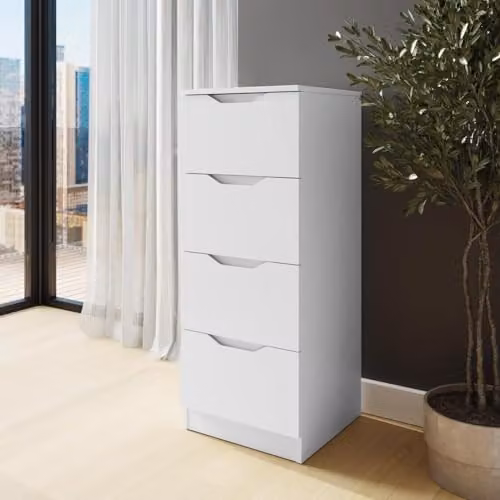 FWStyle Luno White 4 Drawer Tallboy Chest of Drawers Width: 40 cm – 2