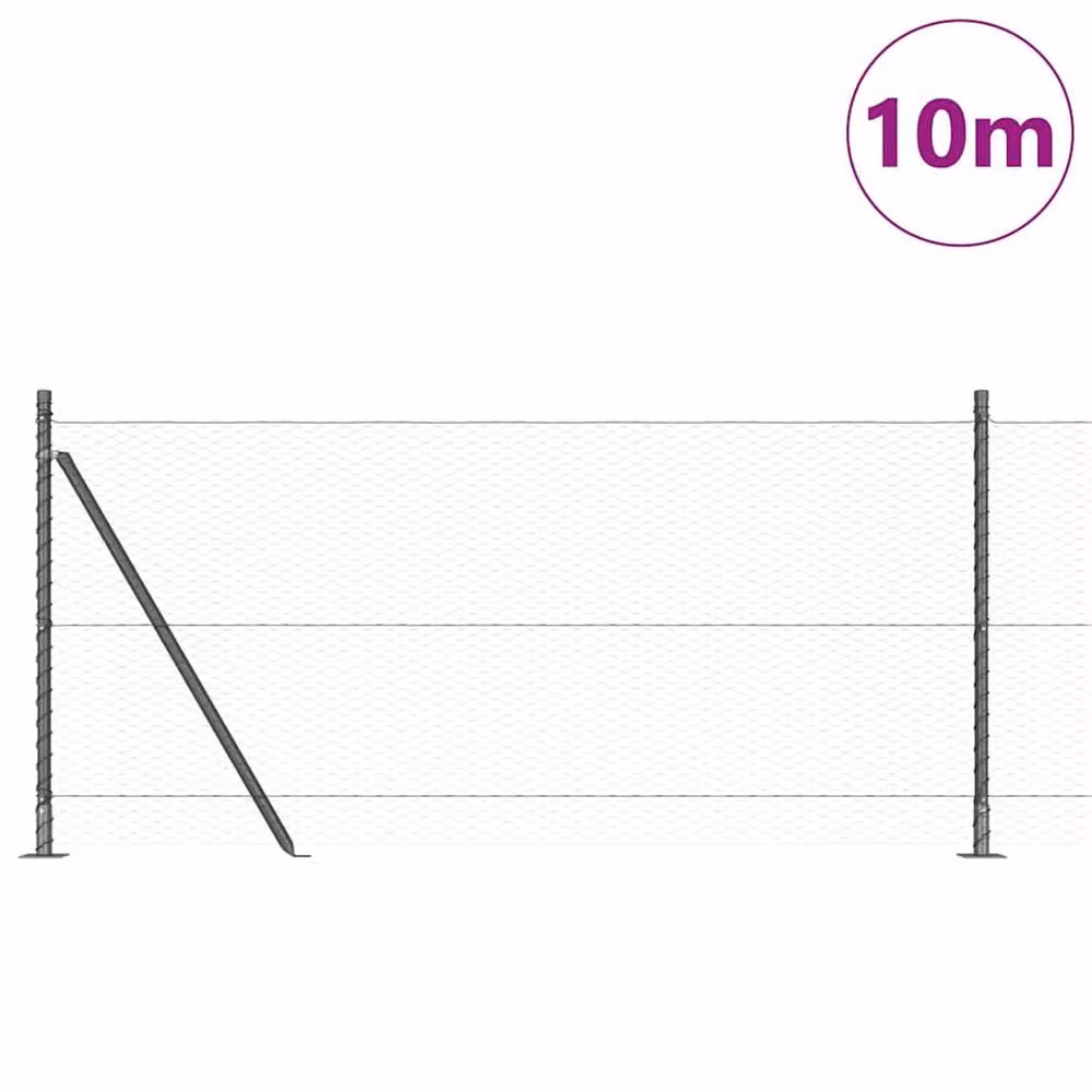 Berkfield Home Grey Steel Hexagon Fence, 1 x 10 m – 3