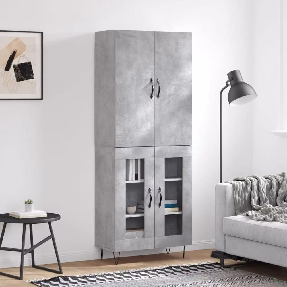 Berkfield Home Industrial Highboard in Concrete Grey, W/D/H: 69.5 x 34 x 180 cm – 2