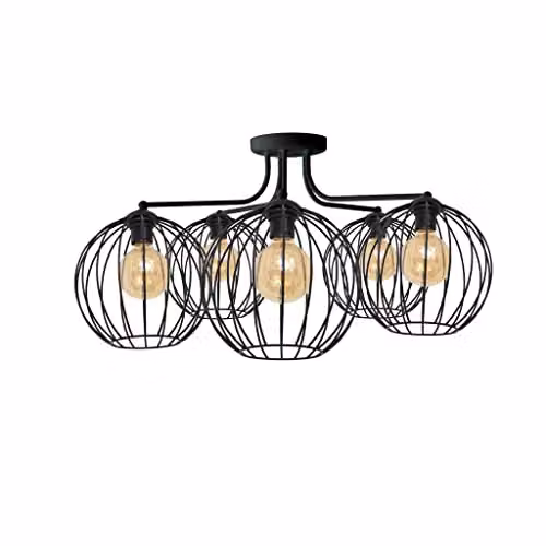 Netlighting Helam Mercure Multi Arm Semi Flush Ceiling Light in Black, Diameter: 75 cm