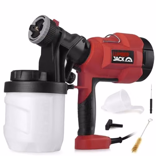 Lumberjack 500W Electric Handheld Paint Spray Gun in Red with Copper Nozzle, Adjustable Spray Pattern and Variable Flow – 1