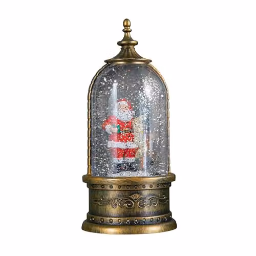 Samuel Alexander Bronze LED Christmas Cloche Water Spinner with Santa and Deer Scene, Height: 29 cm – 3