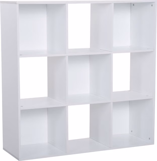 HOMCOM 3-Tier 9-Cube Storage Unit and Bookcase Organiser in White MDF for Home or Office