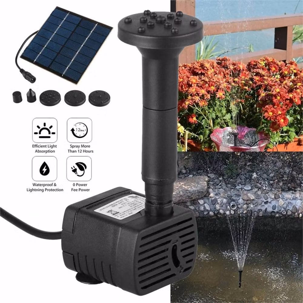 NESTLUNE Black Fountain Pump for Garden Pools, Ponds, and Aquariums, 1.8W-250L/H – 5