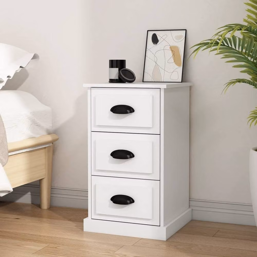Berkfield Home White Bedside Cabinet W/D/H: 39 x 39 x 67 cm – 2