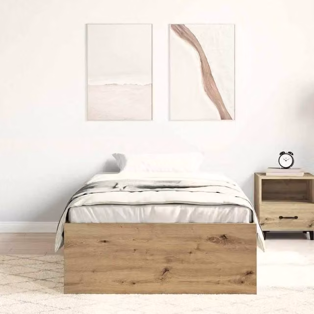 Berkfield Home Artisan Oak Bed Frame in Brown, W/D/H: 90 x 200 cm – 1