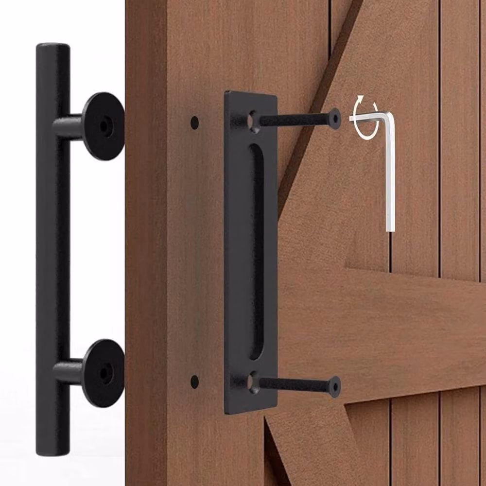 NESTLUNE Black Carbon Steel 12 inch Barn Door Handle Pull, W: 52 cm, H: 1000 cm – 3