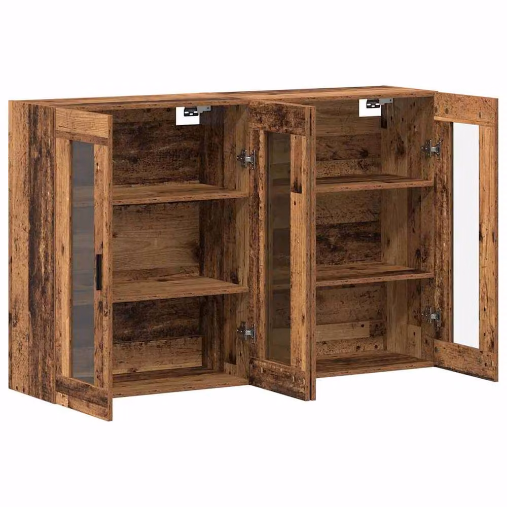 Berkfield Home Wall Mounted Cabinets 2 Piece Set in Brown Old Wood, W/D/H: 69.5 x 34 x 90 cm – 3