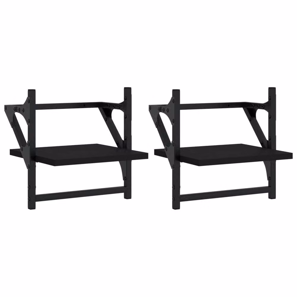 Berkfield Home Wall Shelves with Bars, 2 Piece Set, Black, W/D/H: 30 x 25 x 30 cm – 3