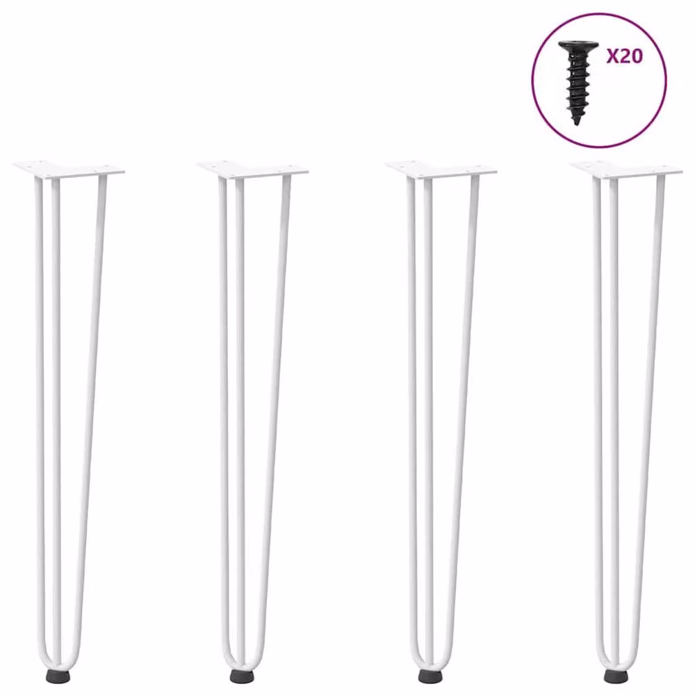 Berkfield Home Hairpin Table Legs, 4 Piece Set, White, Height: 72 cm, Solid Steel