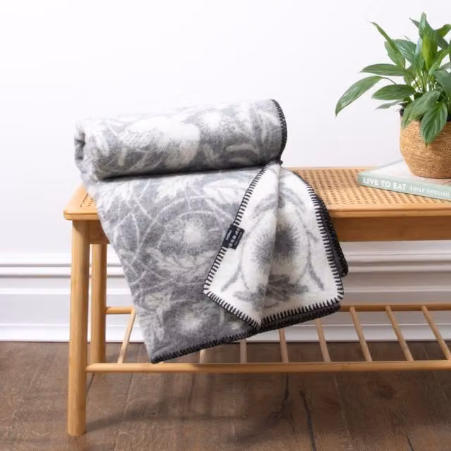 Simply Sheepskin Bird Grey Jacquard Woven Premium New Zealand Wool Blanket W/D: 140 x 200 cm – 1