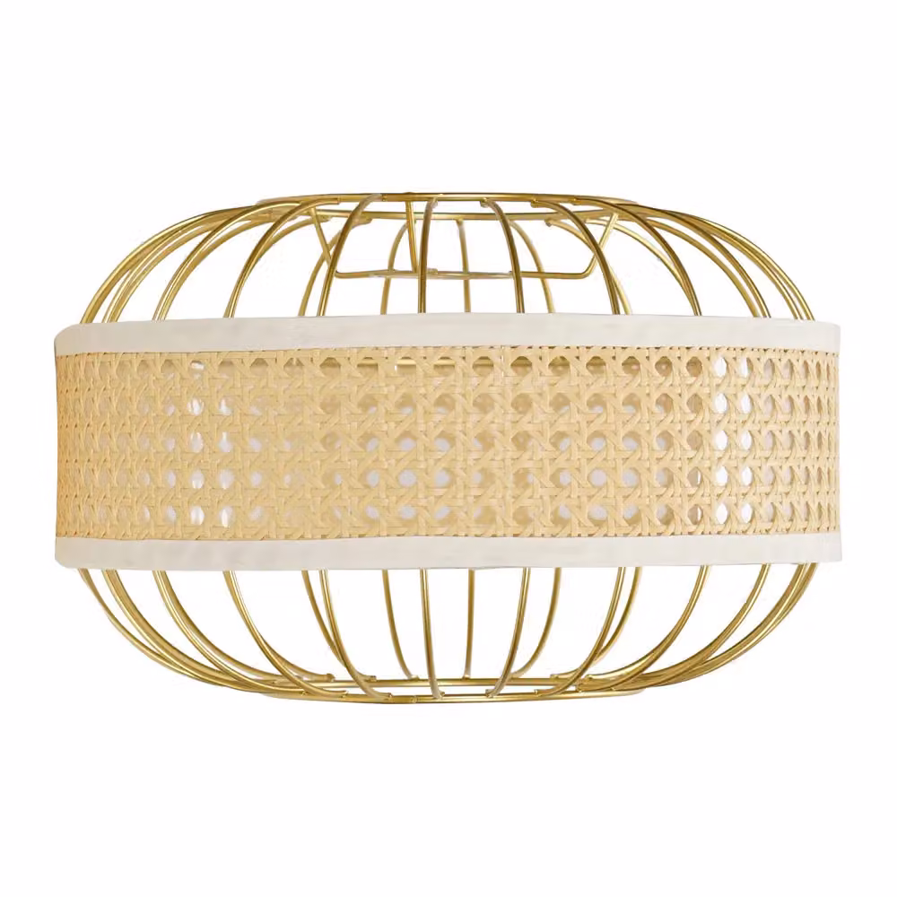 ValueLights Gold Rattan Band Ceiling Pendant Light Shade, Width: 30 cm – 2