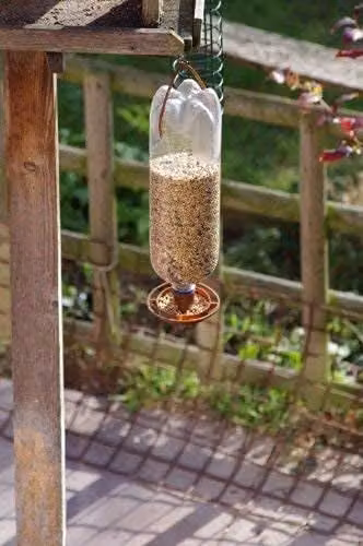 Neat Ideas Bottle Top Bird Feeder Kit in Green and Transparent Plastic