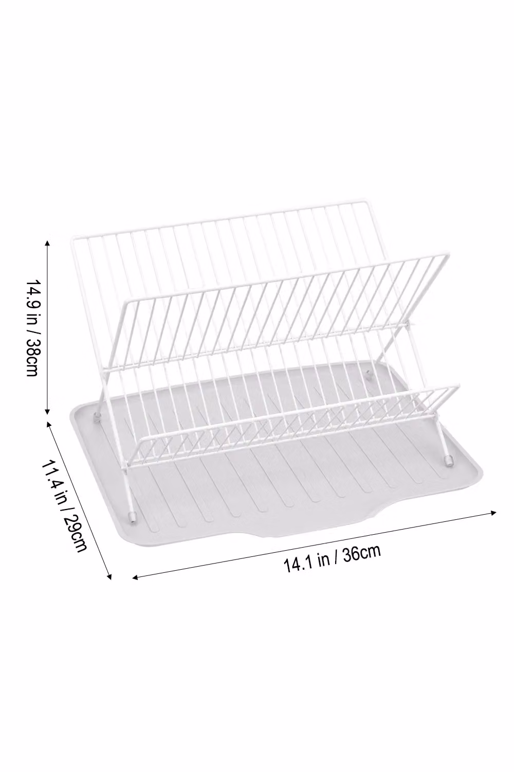 Living and Home 2-Tier Foldable Countertop Dish Drying Rack with Drip Tray, White – 2