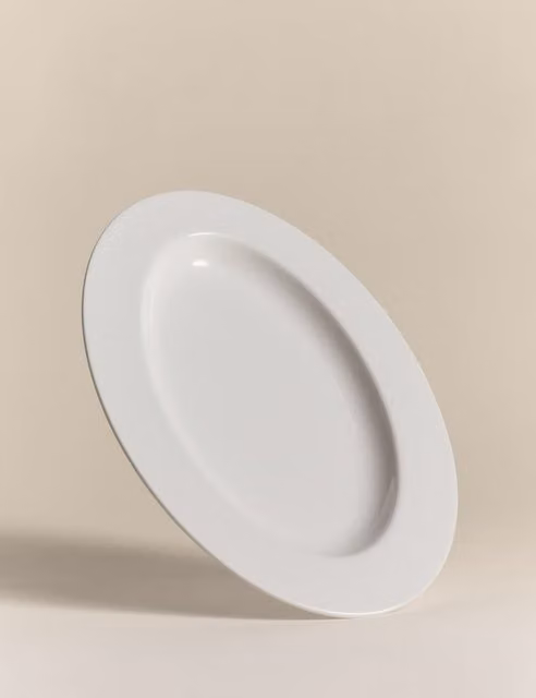 M&S Clarendon Small Oval Bone China Serving Platter, White