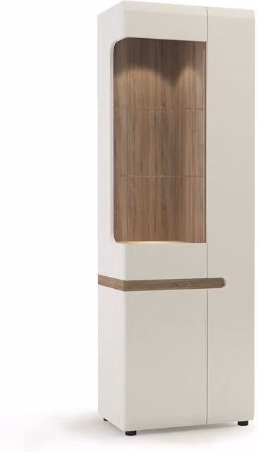 Jonas & James Lecce Narrow Right Hand Unit in Glossy Oak and White with Soft Close Drawers and Integrated Lighting