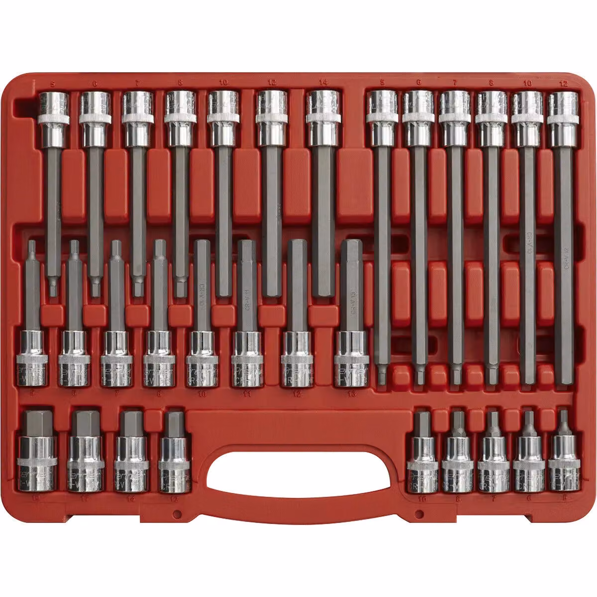 Loops 30pc Short and Long Hex Allen Socket Bit Set with Case, 1/2 inch Square Drive, Chrome Vanadium Steel, Multicolour – 3
