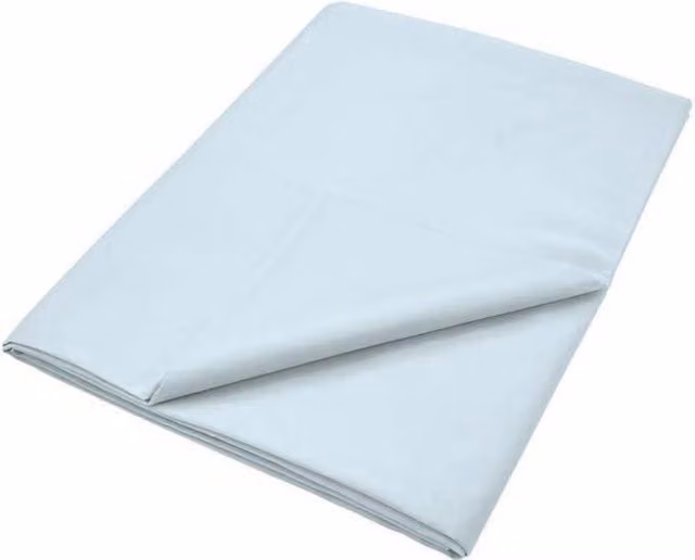 Murmur 500 Thread Count Mako Satin Cotton King Size Flat Sheet in Blue, W: 180 cm, D: 200 cm