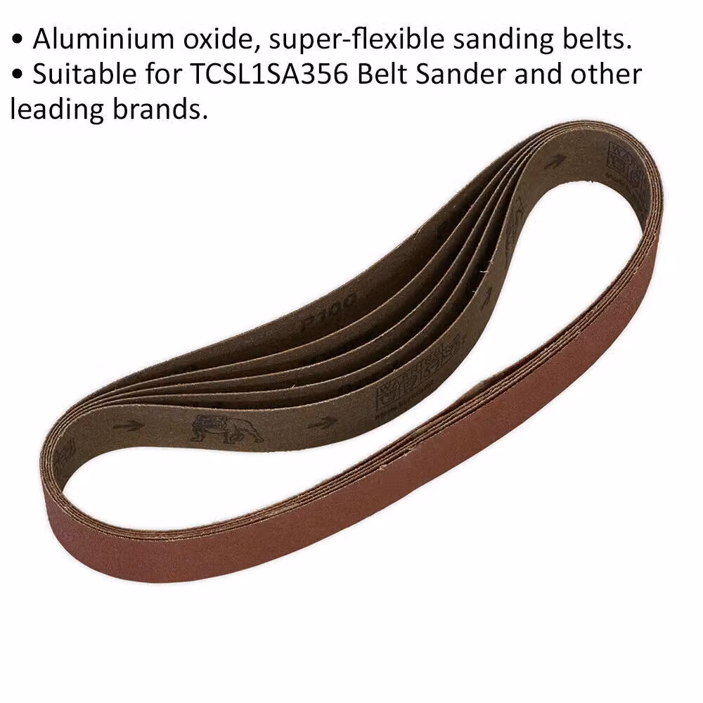 Loops 5 Pack 100 Grit Aluminium Oxide Sanding Belts, Brown and Multicolour, W: 30 mm x L: 540 mm – 2