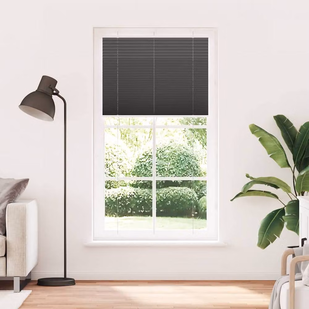 Berkfield Home Single Pleat Black Polyester Opaque Blind W: 105 cm, H: 200 cm – 3