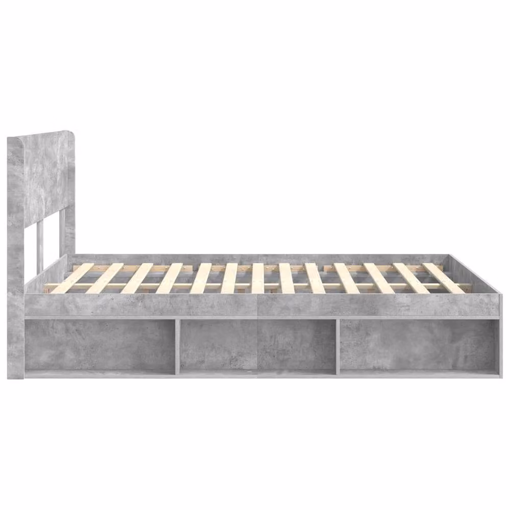Berkfield Home Modern Bed Frame with Headboard and Side Compartment Storage, Grey, W: 135 cm, L: 190 cm – 2