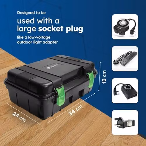 Desiretech Weatherproof Outdoor Electric Box with 4 Gang 10m Extension Lead, IP54 Rated Heavy-Duty Power Supply, Black – 2