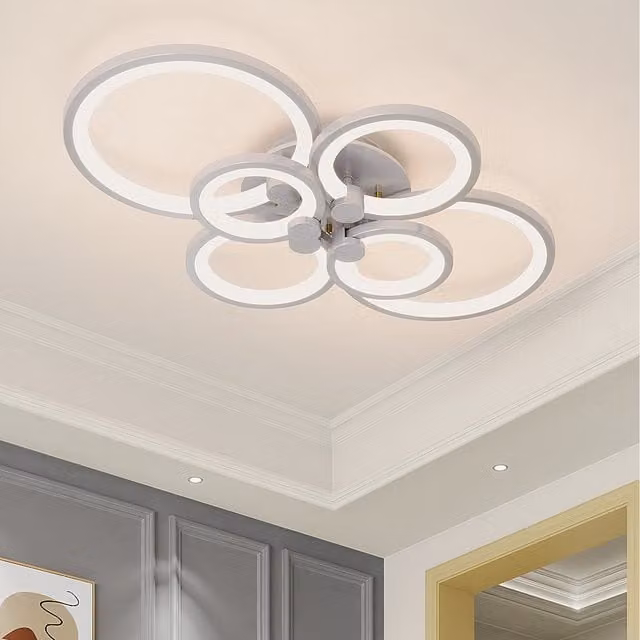 Komore LED Circular Ring Semi Flush Ceiling Light in White