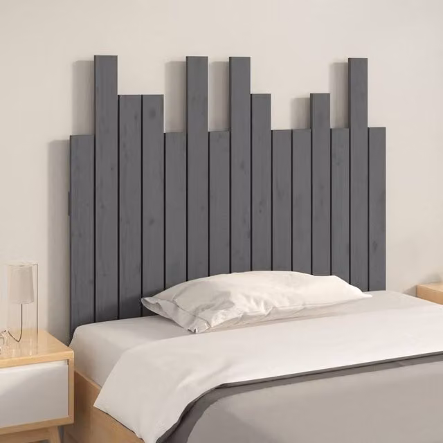 Berkfield Home Grey Solid Wood Pine Wall Headboard, W: 95.5 cm, D: 3 cm, H: 80 cm – 1