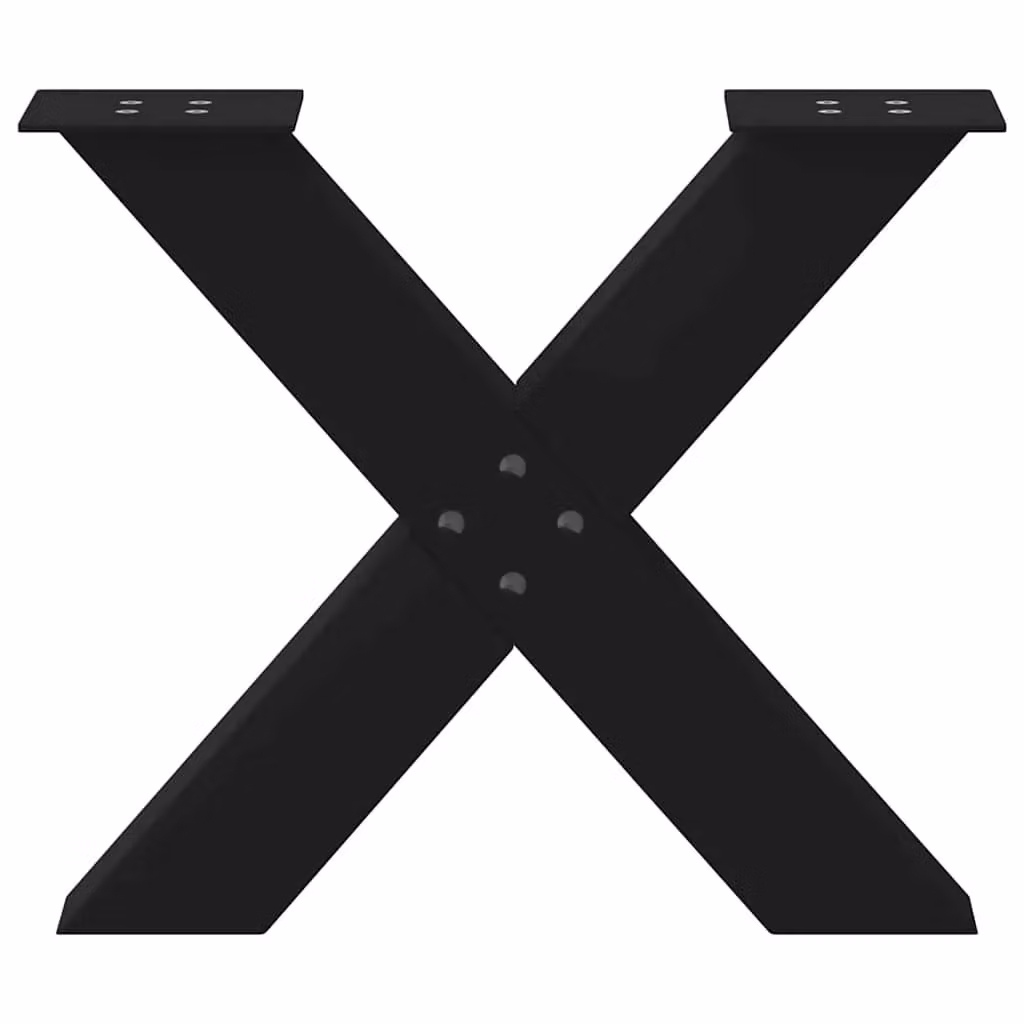Berkfield Home X-Shaped Coffee Table Legs, 2 Piece Set, Black Matt Steel, H: 60 cm, W: 42.5 cm, D: 42.5 cm – 4