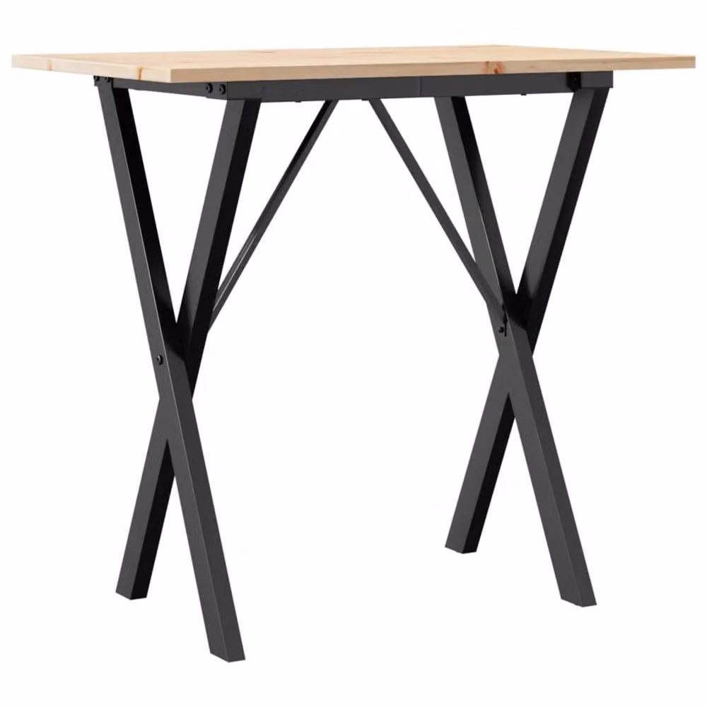 Berkfield Home X-Frame Dining Table in Brown Solid Pine and Steel, W: 80 cm, D: 50 cm, H: 75 cm – 2
