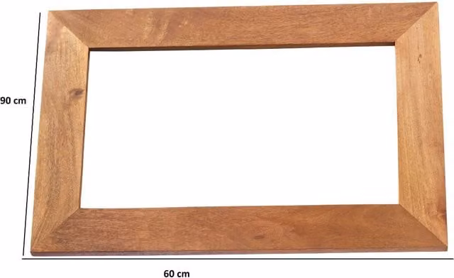 IH Design Light Mango Solid Wood Rectangular Hanging Mirror in Natural Brown, H 90.0 cm x W 60.0 cm – 1