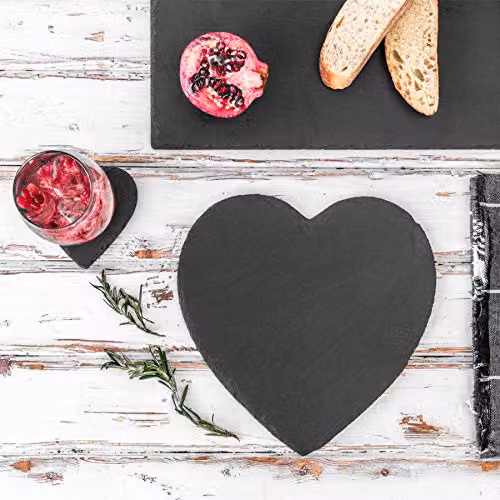 Argon Tableware Heart Slate Placemats, Black, Pack of 6, 25 cm – 6