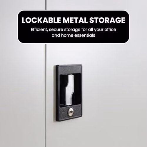 MMT Furniture Designs Ltd Metal Storage Cabinet with Lockable Hinged Doors and Adjustable Shelves, Grey, H 140 cm x W 90 cm x D 40 cm – 3
