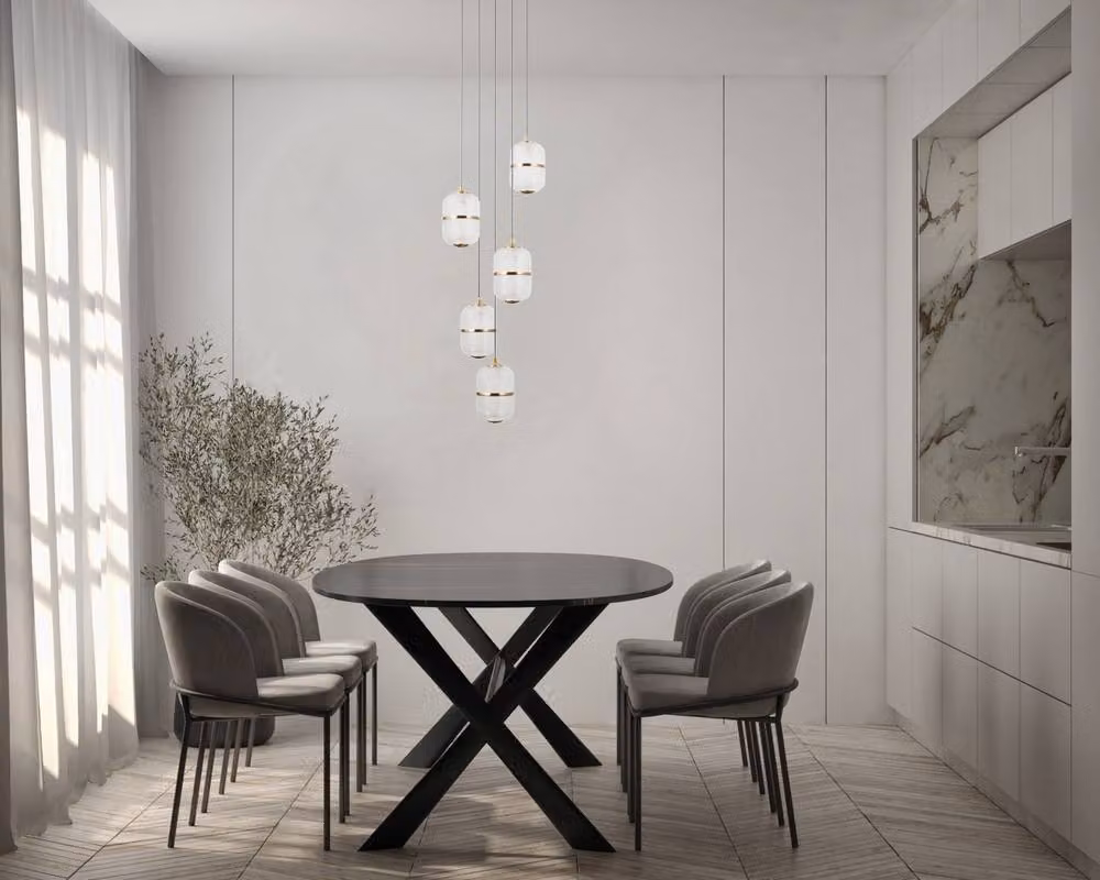 Netlighting Alani Cluster Pendant Light in Matt Black and Gold with 5x Warm White LED Bulbs – 2