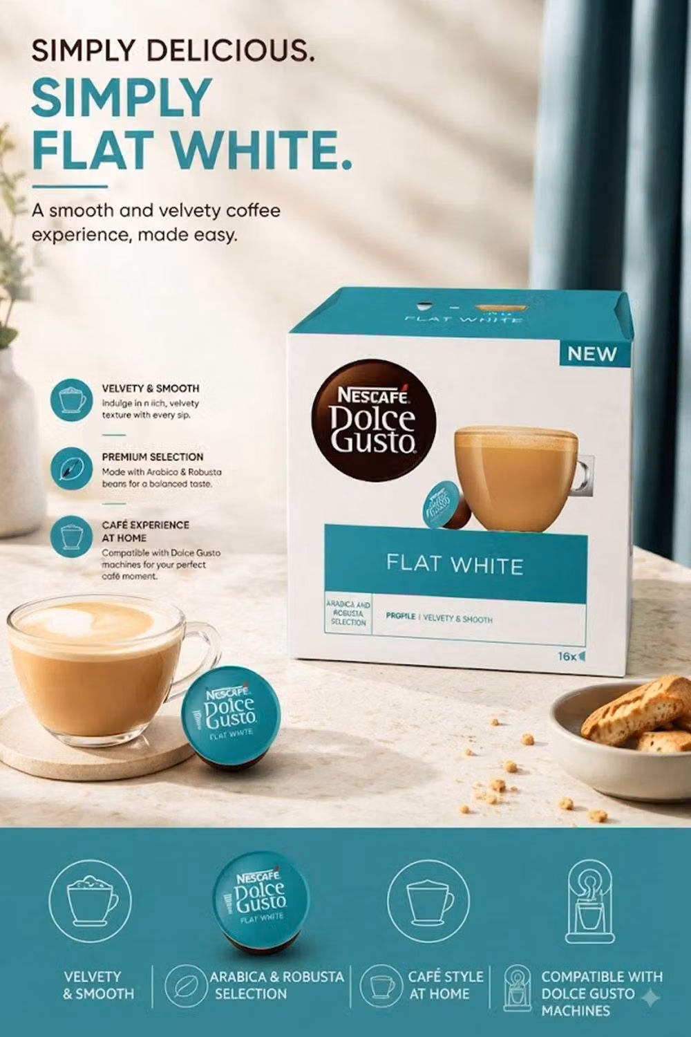 Nescafe Dolce Gusto Flat White Coffee Pods in Blue – 3