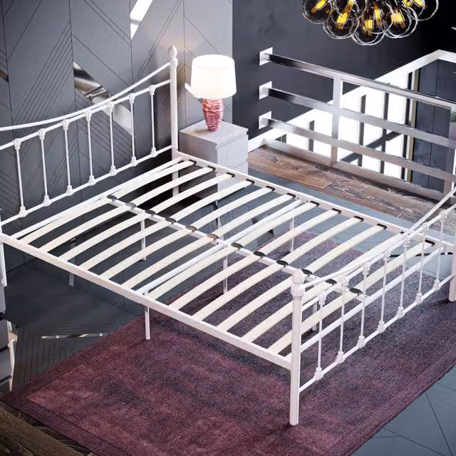 Vida Designs Paris Metal Bed in White, Double 140 x 200 cm