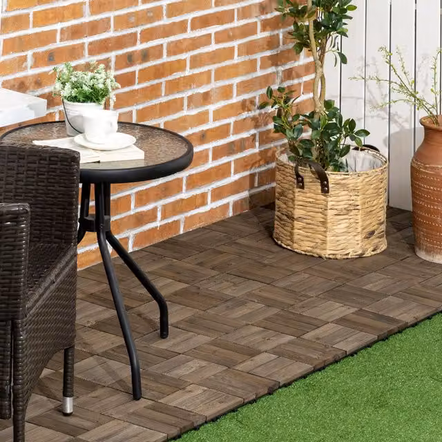 Outsunny 27 Piece Wooden Interlocking Decking Tiles in Charcoal Grey