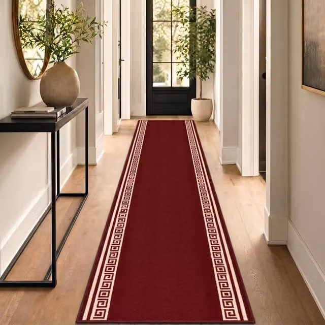 Bravich Greek Key Hallway Runner in Red