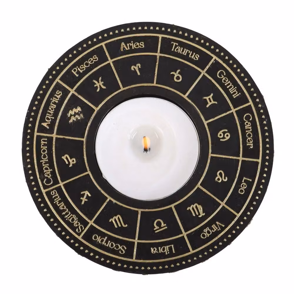 Something Different Astrology Wheel Tealight Holder in Black – 3