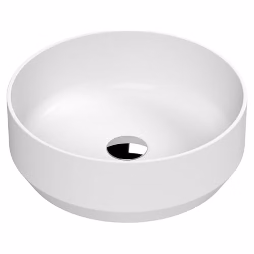 nuie NBV262 Luxe Round Ceramic Countertop Vessel Basin Sink, Matt White, W/D/H: 35 x 35 x 12 cm