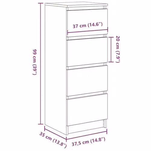 vidaXL Modern Sideboard in Old Wood Brown, W/D/H: 37.5 x 35 x 99 cm – 3