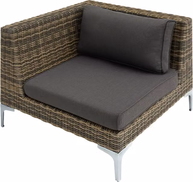 tectake Modern Rattan Garden Right Corner Chair in Anthracite Grey