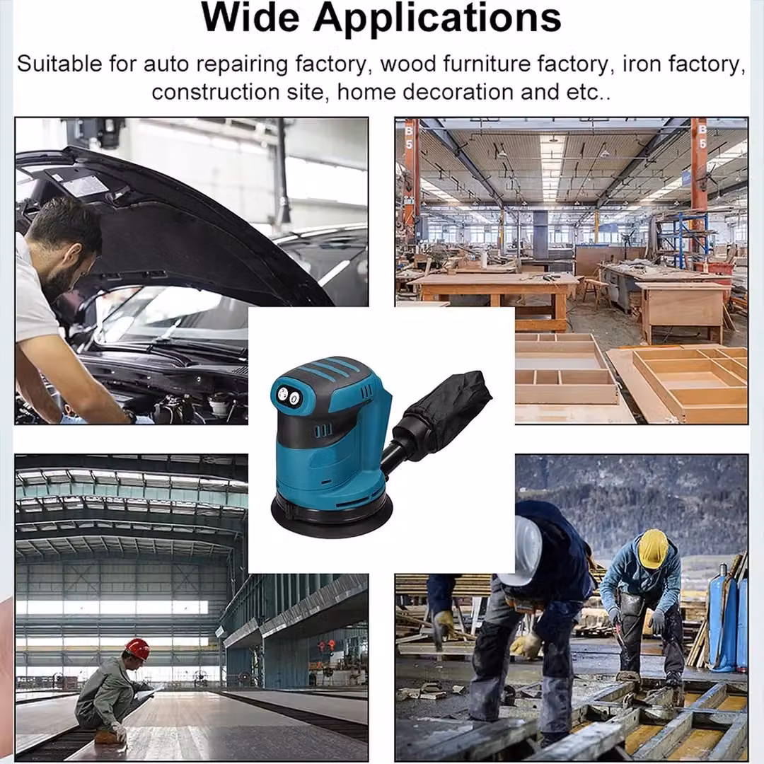 SPETLEK 18V Cordless Random Orbital Sander for Makita LXT, Blue and Black – 5
